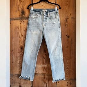 Sz 28 FRAME Le Original Light Cropped Distressed Straight Leg Jeans EUC